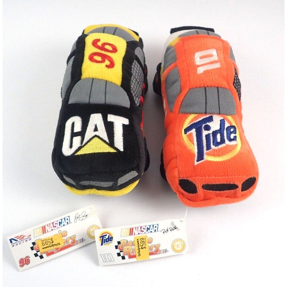 Nascar 7"  Plush Car Lot Caterpillar & Tide 2 Beanie Cars Walgreens With Tags